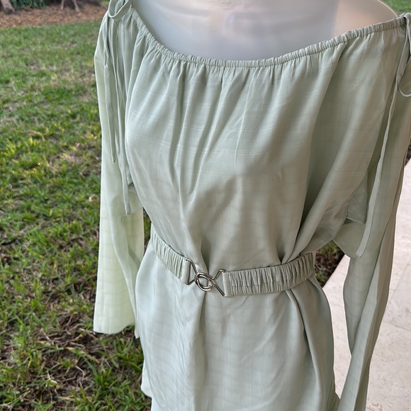 Mint colored belted boatneck with adjustable ties mini dress by Camila Coelho - Picture 2 of 12